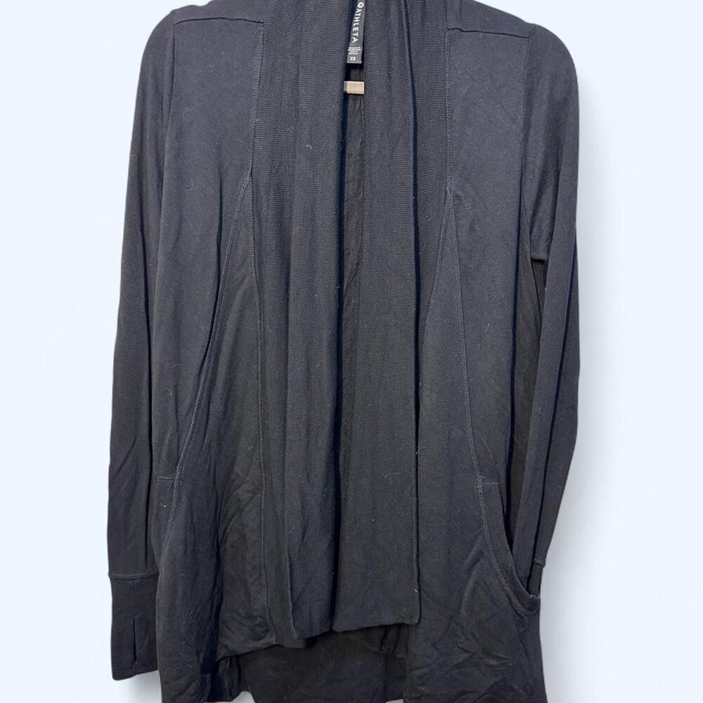 Athleta Black Pranayama Open Front Yoga Wrap Sweater NWOT Size XS